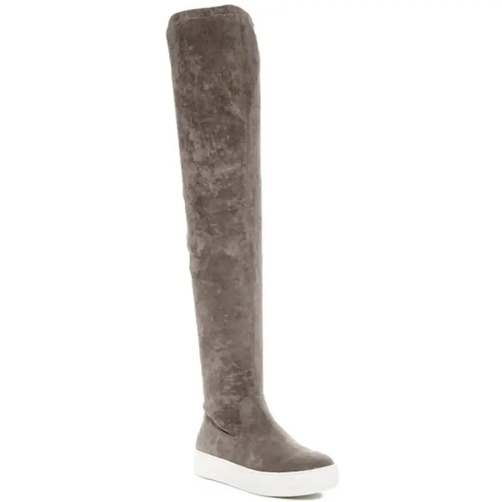 J/Slides Petra Over-the-Knee Sneaker Boots Gray‎ Faux Suede Fall Autumn Casual